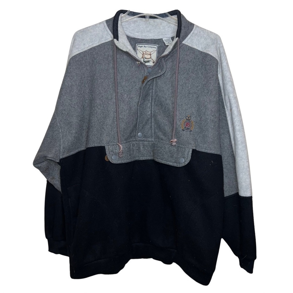 Vintage 90’s Bugle Boy Pull Over Color Block Fleece with Kangaroo Pocket Size XL